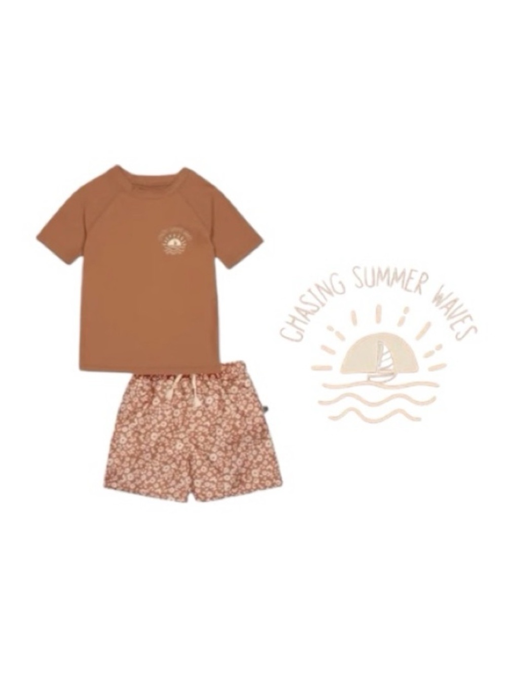Gerber Modern Moments RashGuard Top And Trunk Swim Set